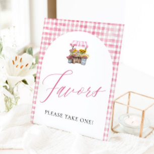 Pink Gingham Fresh Off The Market Favours Sign