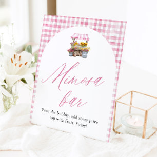 Pink Gingham Fresh Off The Market Mimosa Sign