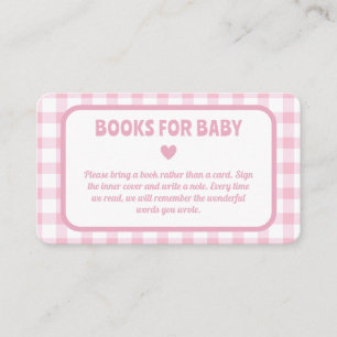 Pink Gingham Girl Baby Shower Books For Baby Enclosure Card