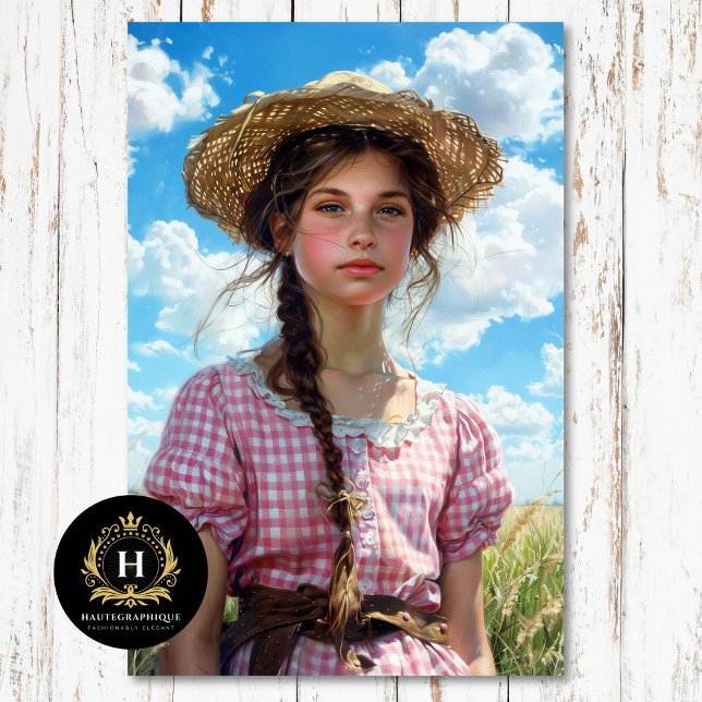 Pink Gingham Girl Country Cottage Découpage Tissue Paper (Creator Uploaded)