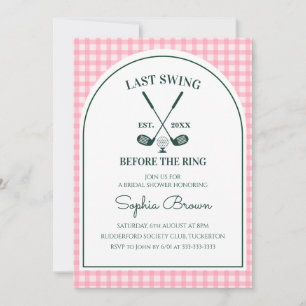 Pink Gingham Green Arch Golf Bridal Shower Invitation