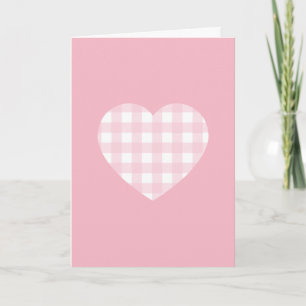 Pink Gingham Heart Holiday Card