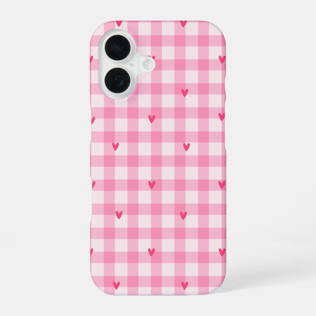 Pink Gingham Heart Phone Case (Back)
