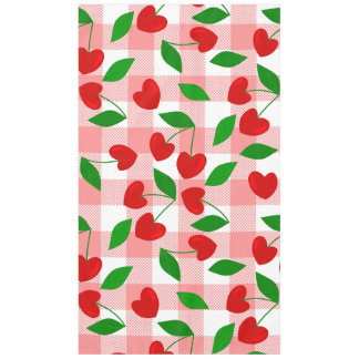 pink gingham Heart Shape Cherry rockabilly Tablecloth