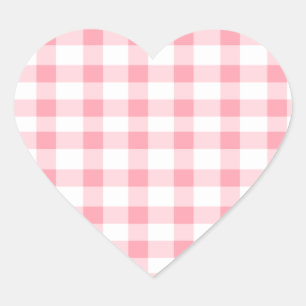 Pink Gingham Heart Sticker