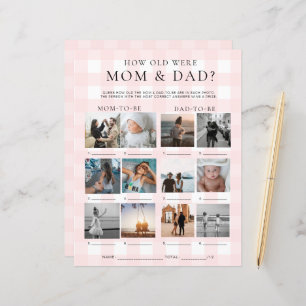 Pink Gingham How Old Were Mum and Dad Photo Game