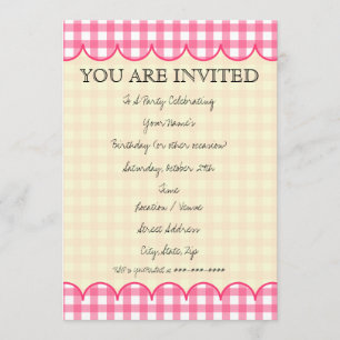 Pink Gingham Invitation
