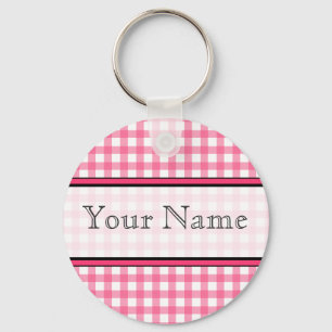 Pink Gingham Keychain