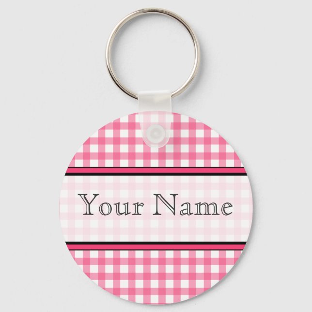 Pink Gingham Keychain (Front)