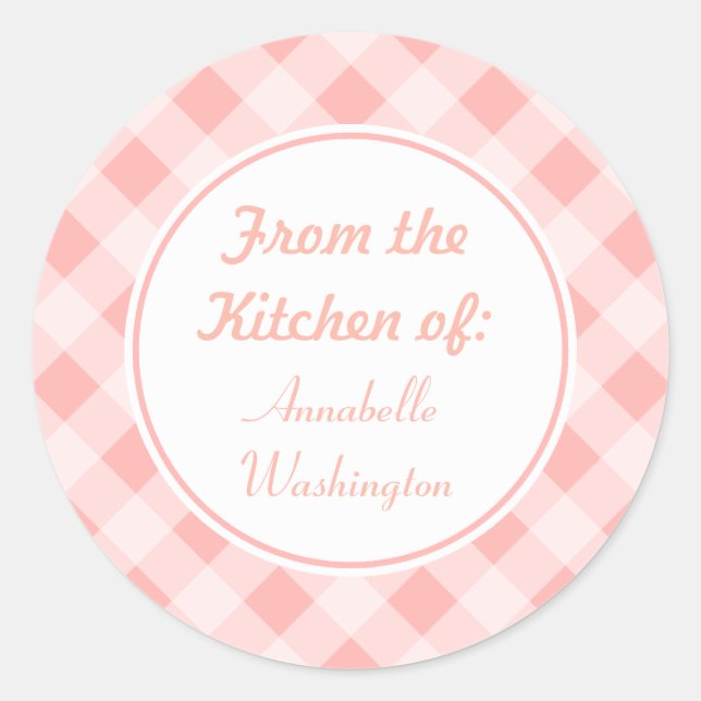 Pink Gingham Kitchen Stickers (Front)
