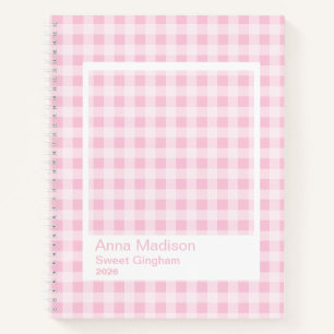Pink Gingham Large Transparent Frame Notebook