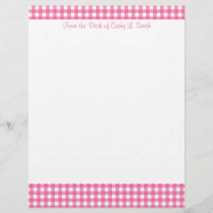 Pink Gingham Letterhead Paper