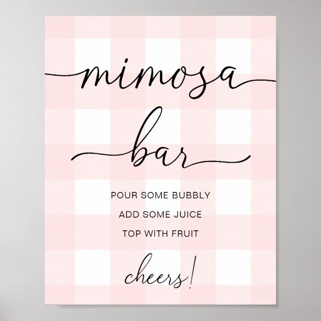 Pink Gingham Mimosa Bar Sign (Front)