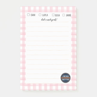 Pink Gingham Mitzvah Note