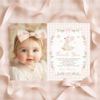 Pink Gingham One Silly Goose Birthday Photo