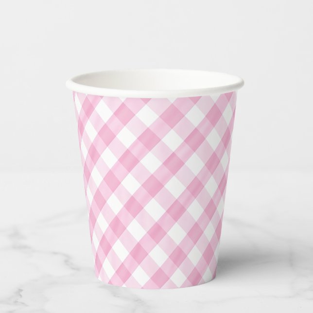 Pink Gingham Paper Cups (Front)