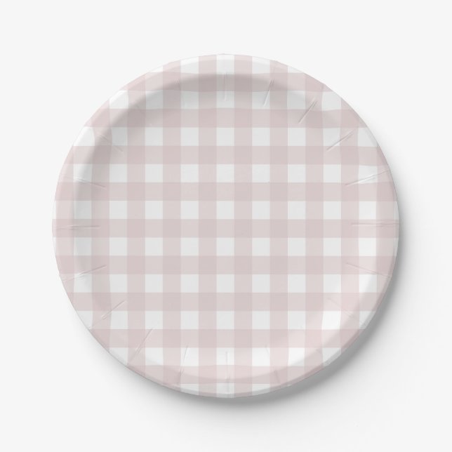 Pink Gingham Party Plate (Front)