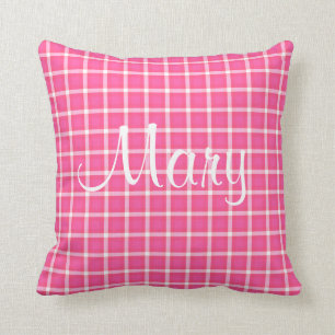 Pink  Gingham Pattern Cushion