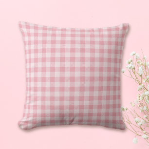 Pink Gingham Pattern Girly Check Plaid Chequered Cushion