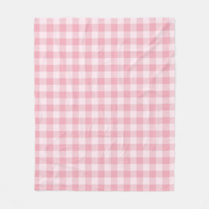 Pink Gingham Pattern Girly Check Plaid Chequered Fleece Blanket