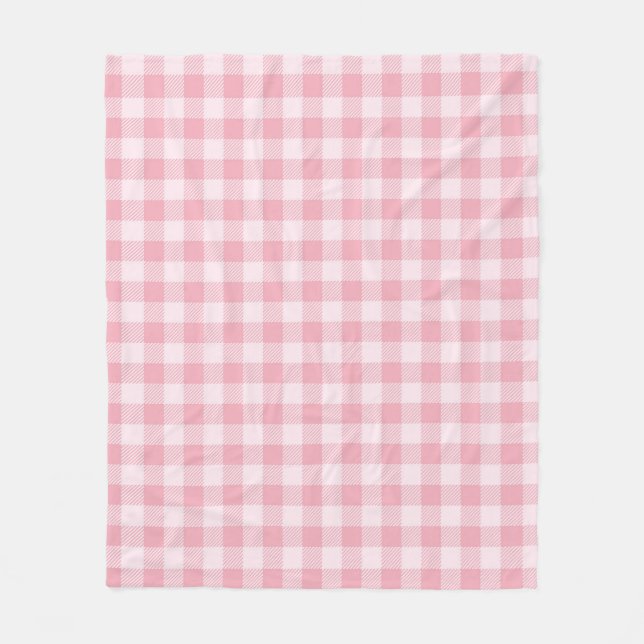 Pink Gingham Pattern Girly Check Plaid Chequered Fleece Blanket (Front)