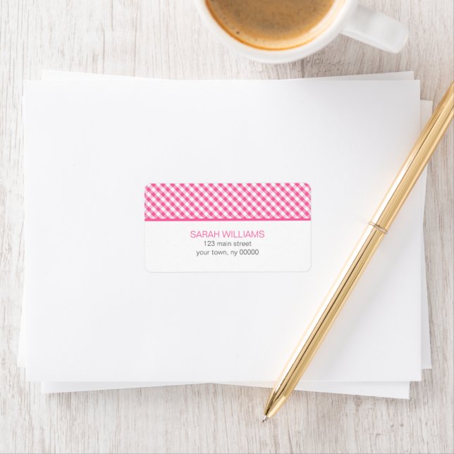 Pink Gingham Pattern Label (Insitu)