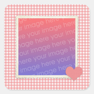 Pink Gingham Pattern Photo Template Sticker