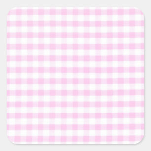 Pink Gingham Pattern Square Sticker