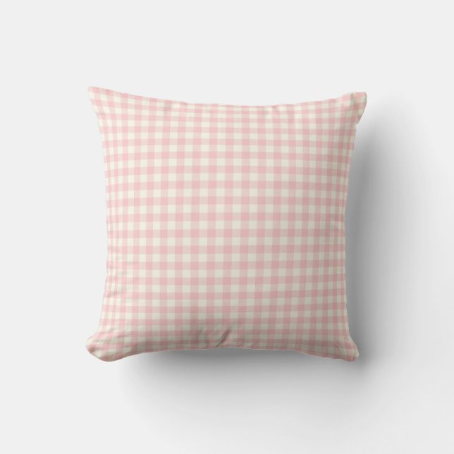 Pink Gingham Pattern Throw Pillow (Front)