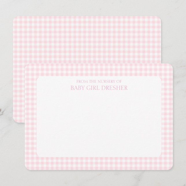 Pink Gingham Personalised  Card (Front/Back)