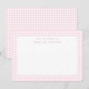 Pink Gingham Personalized  Card