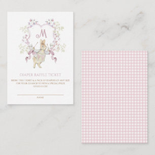 Pink Gingham Peter the Rabbit Baby Shower Diaper Enclosure Card