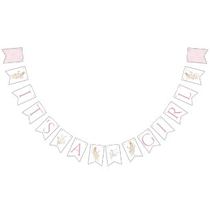 Pink Gingham Peter the Rabbit Monogram Baby Shower Bunting