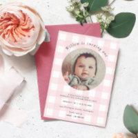 Pink Gingham Photo Birthday