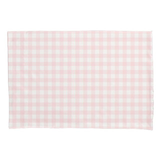 Pink Gingham Pink and White Check Pillowcase (Front)