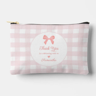 Pink Gingham Pink Bow Birthday Favours Accessory Pouch