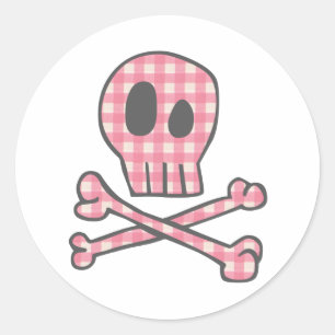 Pink Gingham Pirate Stickers