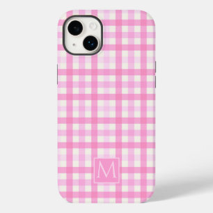 Pink Gingham Plaid Chequered Pattern Case-Mate iPhone 14 Plus Case