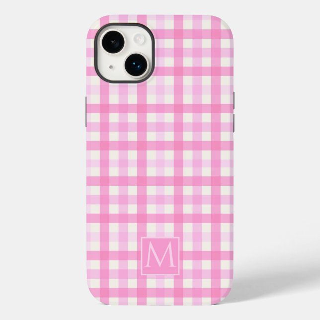 Pink Gingham Plaid Chequered Pattern Case-Mate iPhone Case (Back)