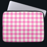 Pink Gingham Plaid Cottagecore Laptop Sleeve<br><div class="desc">Modern spring picnic trend,  with gingham plaid tartan pattern in hot pink and white colours.</div>