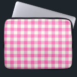 Pink Gingham Plaid Cottagecore Laptop Sleeve<br><div class="desc">Modern spring picnic trend,  with gingham plaid tartan pattern in hot pink and white colours.</div>