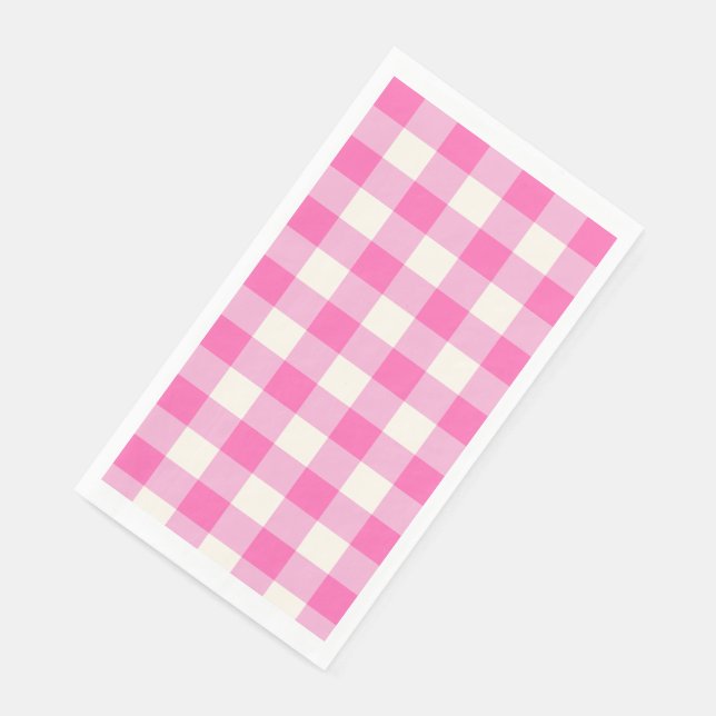 Pink Gingham Plaid Cottagecore Napkin (Corner)