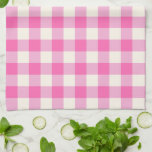 Pink Gingham Plaid Cottagecore Tea Towel<br><div class="desc">Modern spring picnic trend,  with gingham plaid tartan pattern in hot pink and white colours.</div>