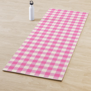 Pink Gingham Plaid Cottagecore Yoga Mat