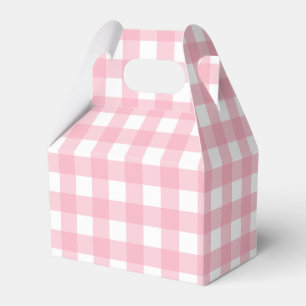 Pink Gingham Plaid Gabled Party Favour Box
