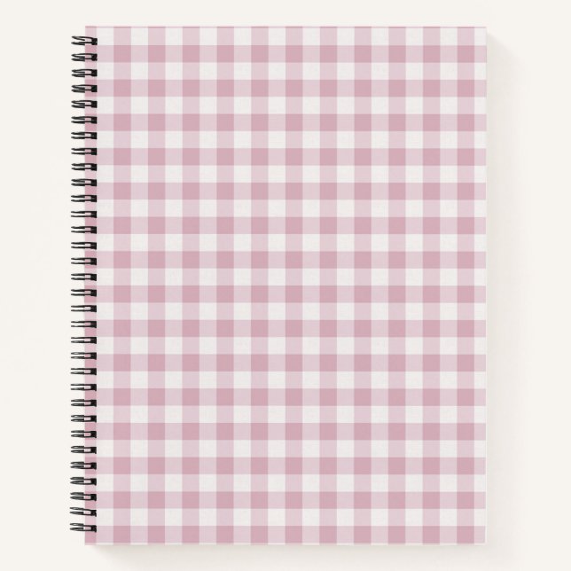 Pink Gingham Plaid Stripe Notebook (Front)