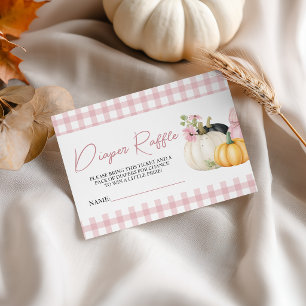 Pink Gingham Pumpkin Diaper Raffle Ticket Cards