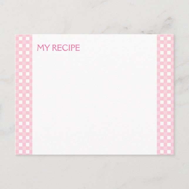 Pink Gingham Recipe Cards (Front)