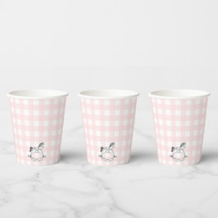 Pink Gingham Rocking Horse Paper cup