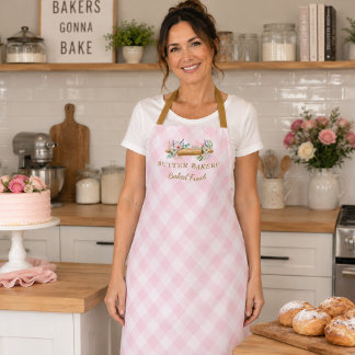 Pink Gingham Rolling pin Bakery Apron